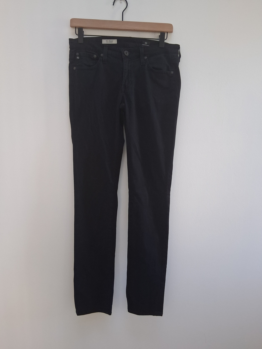 AG Adriano Goldschmied The Stevie Black Slim Straight Leg Pants Size 27R